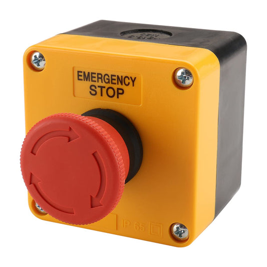 Baomain Red Sign Weatherproof Emergency Stop Push Button Switch with Box 660V 10A